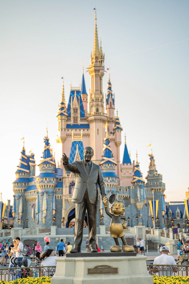 Walt Disney and Mickey statue at Disney World
